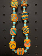 Turquoise and Orange beaded necklace