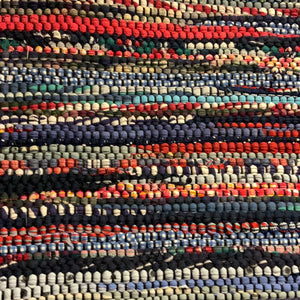 Blue and red rag rug
