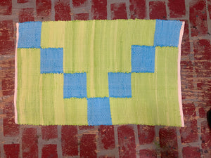 524-3 tapestry-woven squares green & blue