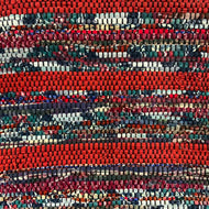 2” wide red stripes alternate with navy/red prints, cotton, 23” x 40”