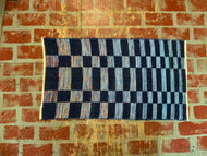 523-9. 23 x 40. Navy and blues wool block weave