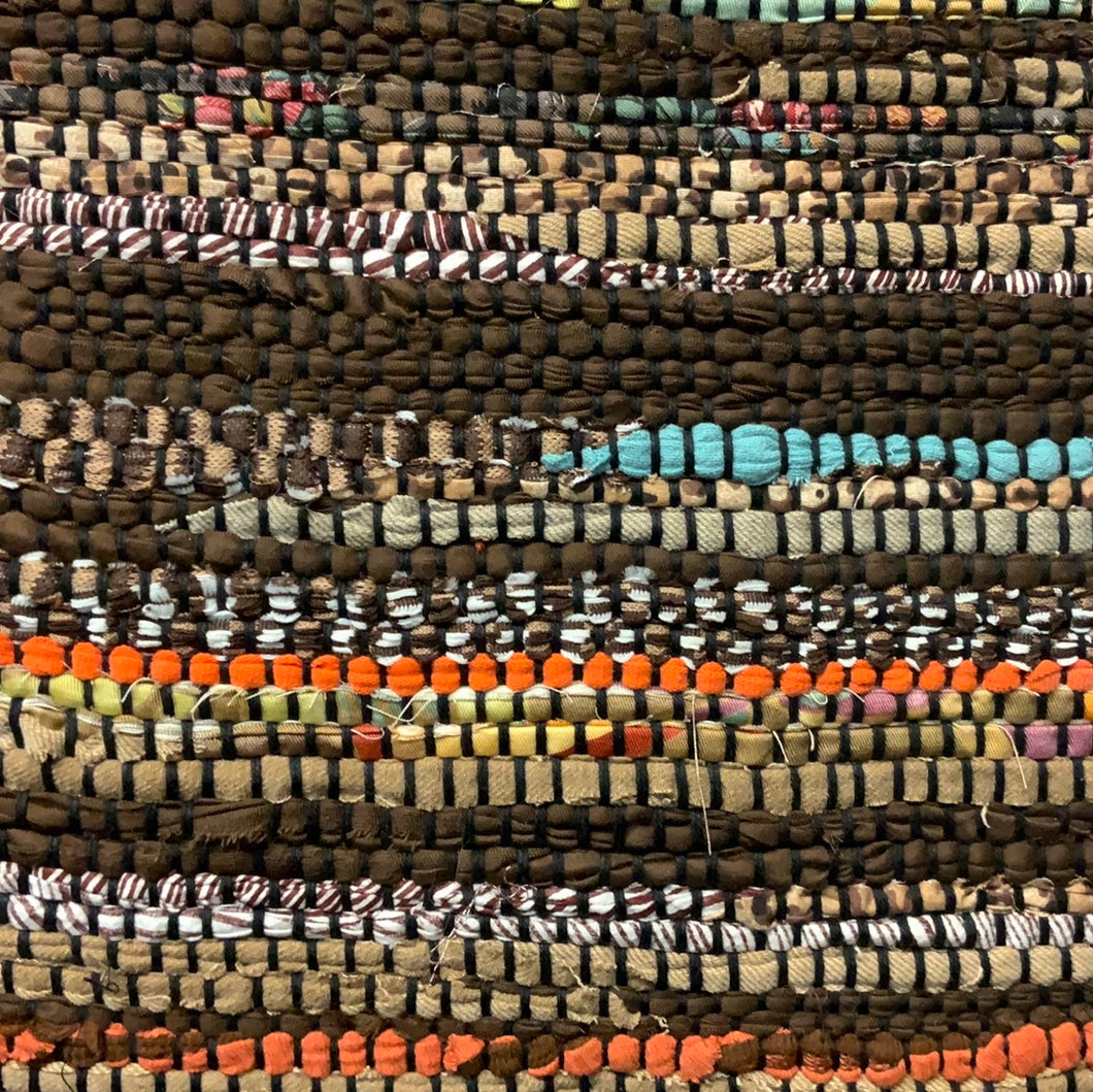 Brown with orange & turquoise highlights, 25” x 41”