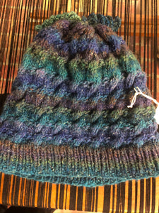 Blue and green wool hat