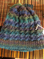 Blue and green wool hat