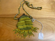 Green, yellow, and tan beaded coin purse
