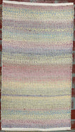 Multicolored Noro and cream colored yarns; 27” x 48”