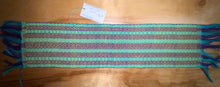 Load image into Gallery viewer, Yellow, blue, and purple table runner 6” x 27”