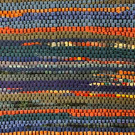 Multiple shades of blue with orange, 24” x 42”