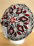 Gray and red wool tam hat