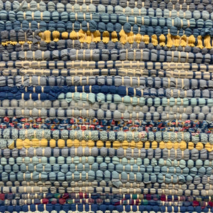 Pale blues with yellow highlights. 23” x 41”