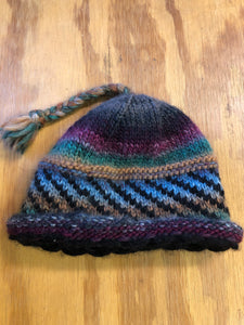 Charcoal and blue wool hat