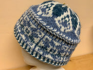 Knit Hat - Blue and white fair isle hat