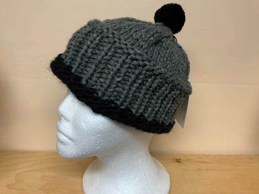Small (adult or teen) watch cap, gray and black