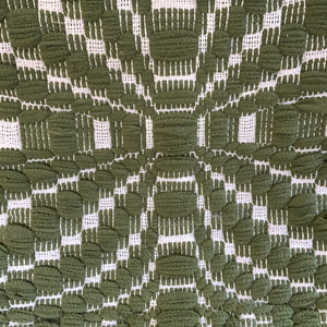 Olive green & white Blooming Leaf of Mexico overshot pattern