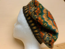 Load image into Gallery viewer, Brown, orange, and green tam hat