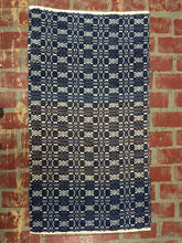 Load image into Gallery viewer, Blue and white wool rug 29” x 51”
