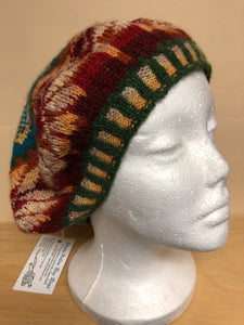 Blue, red, and yellow wool tam hat