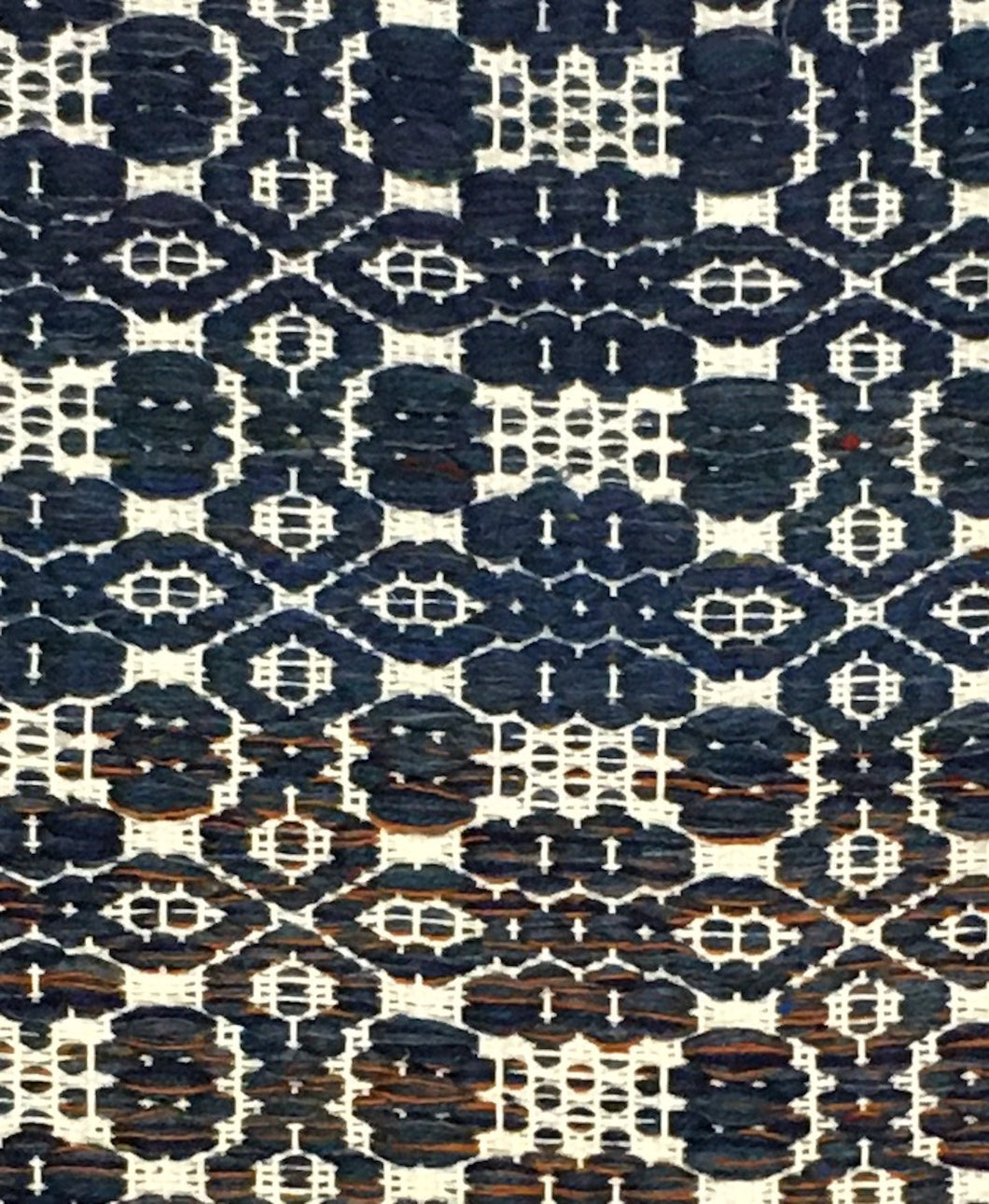 Blue and white wool rug 29” x 51”