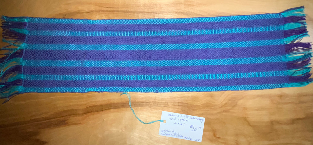 Purple, blue, and light blue table runner 6” x 21”