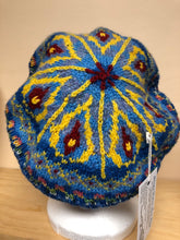 Load image into Gallery viewer, Blue and yellow wool tam hat