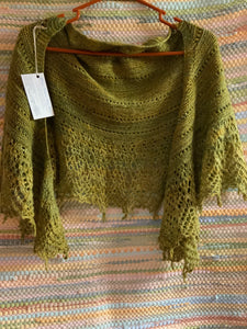 Silk and wool hand-knit shawl