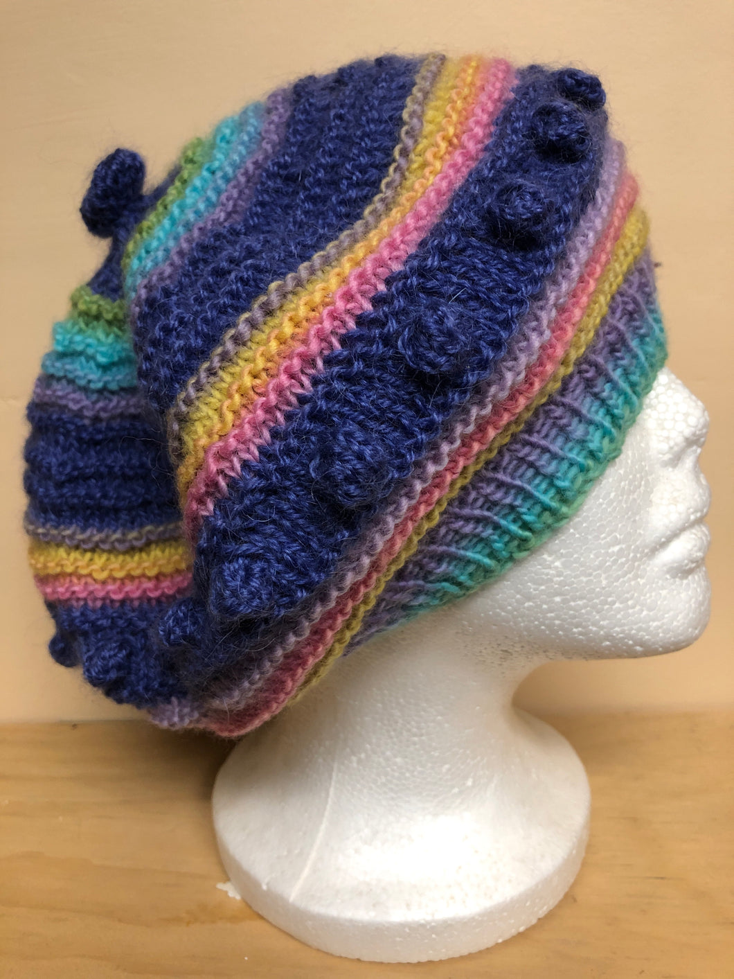 Purple and pastels wool tam hat