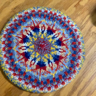 Blue, red and yellow tam hat