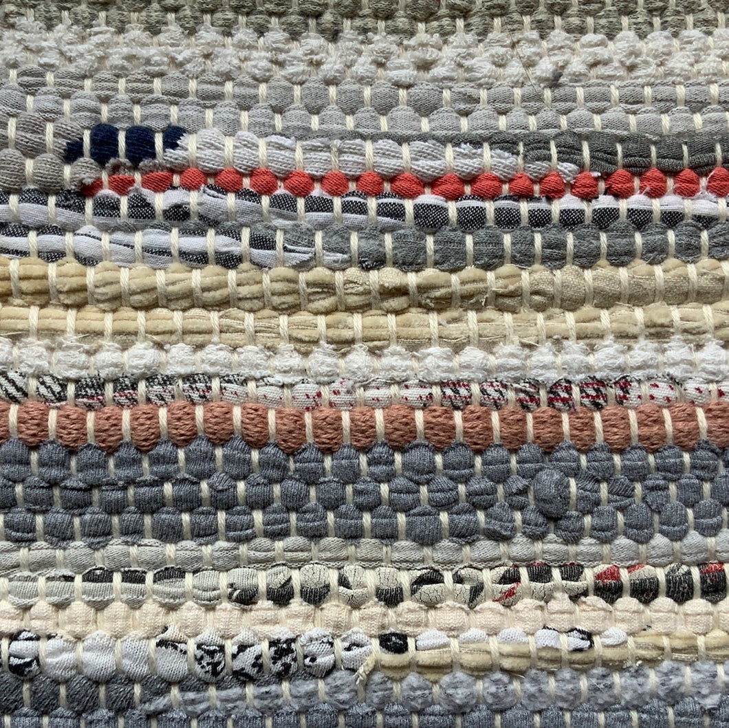 Grays,white & peach, 25” x 72”