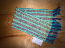 Load image into Gallery viewer, Yellow, blue, and purple table runner 6” x 27”
