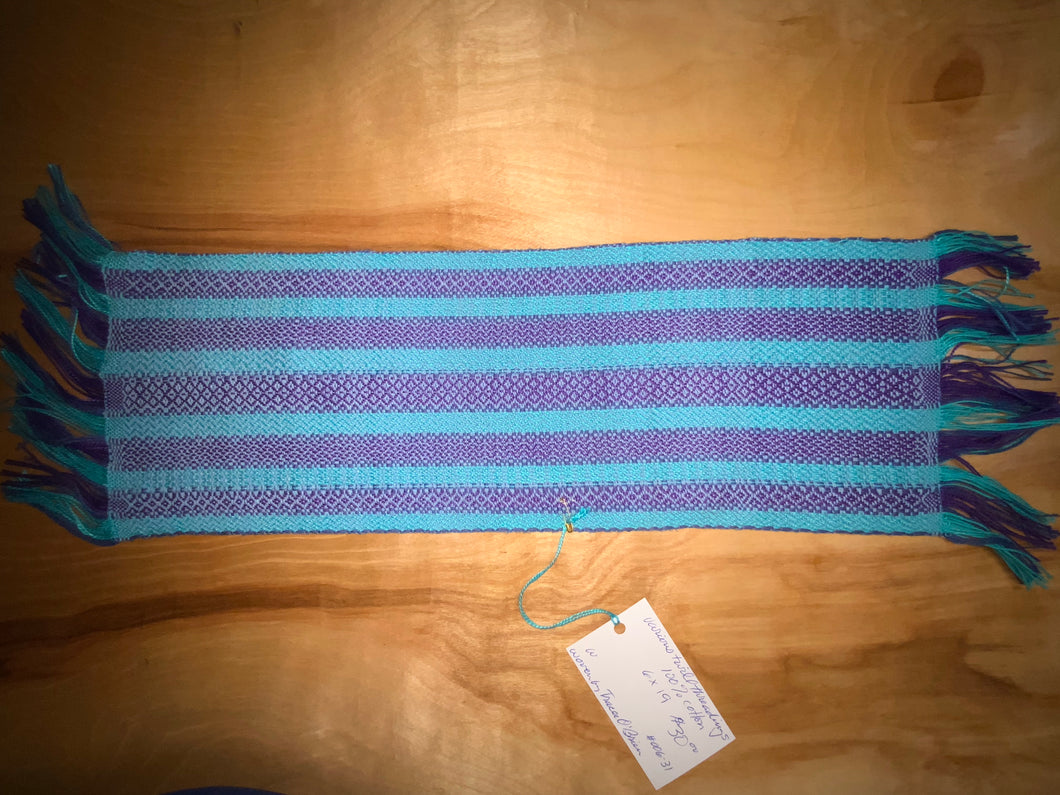 Purple, blue and light blue table runner 6” x 19”
