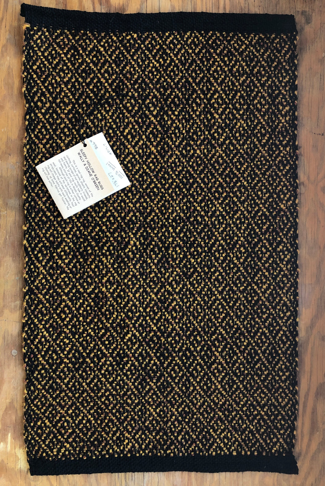 Gold and brown wool woven in a diamond pattern 17.5” x 27”