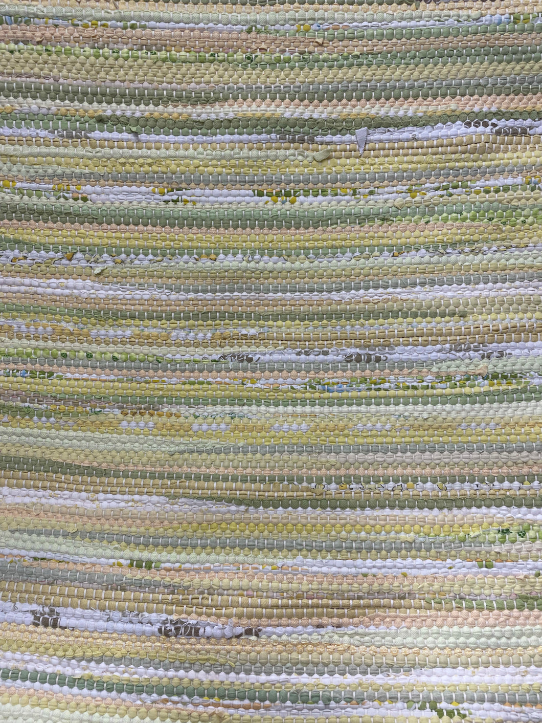 Yellow/light green 26”x41” rag rug