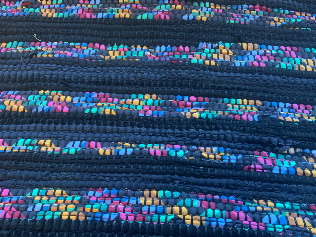 Black & multi color stripes 25” x 57”