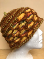Brown and yellow wool hat