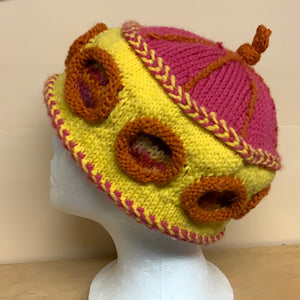 Yellow, pink and orange - a fun, sculptural hat!