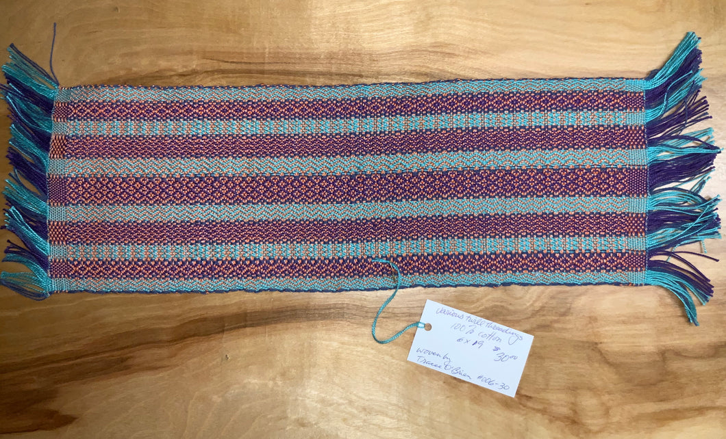 Orange, blue, and purple table runner 6” x 19”