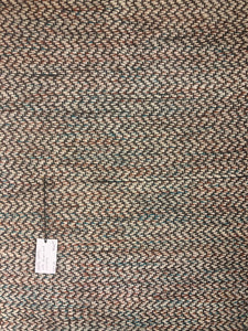 100% wool with brown and teal chenille rag rug, 27.5” x 42”