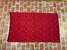 Load image into Gallery viewer, Overshot pattern Whig Rose, cotton flannel with black warp, 32”x53”