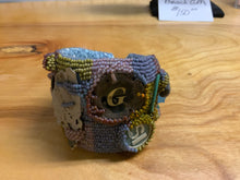 Load image into Gallery viewer, Lavender, greens, and maroon beaded Beach Cuff