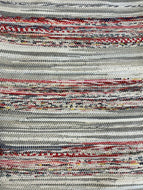 Gray/white with red/blue stripes 26”x37” rag rug