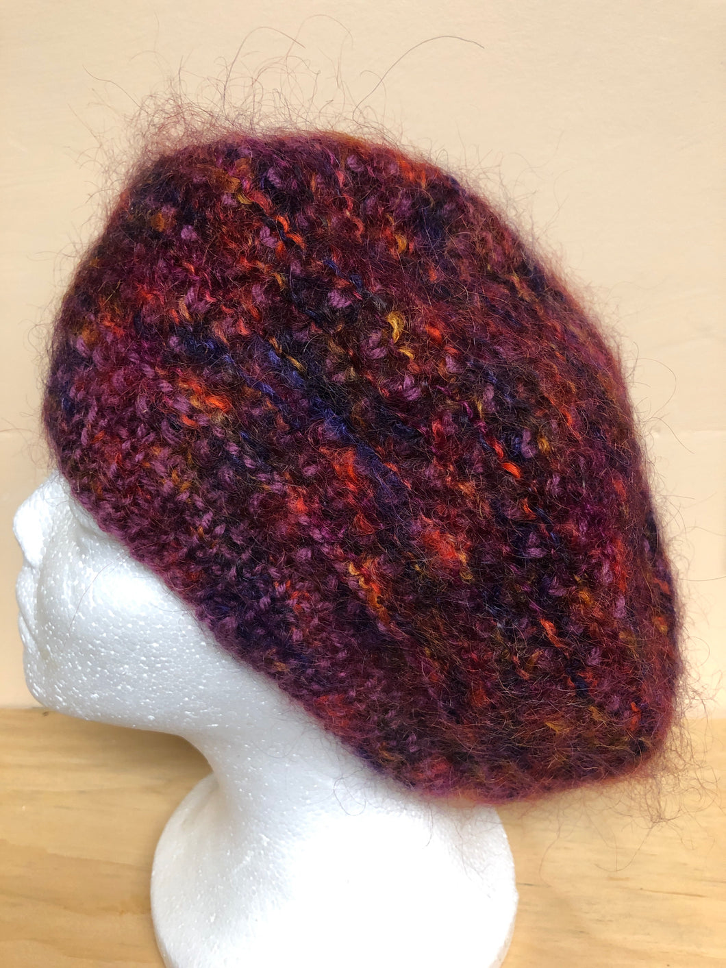 Maroon wool tam hat
