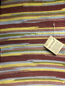 Yellow and pastel pink 24” x 38” wool rag rug