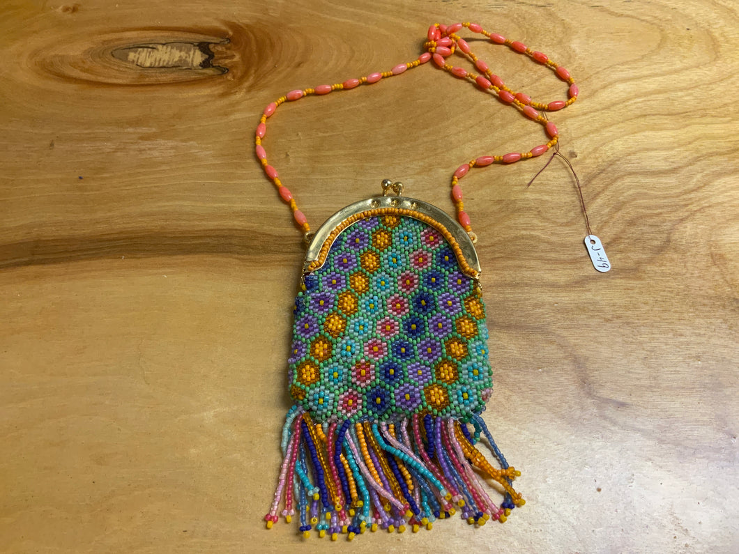 Multicolor beaded coin purse