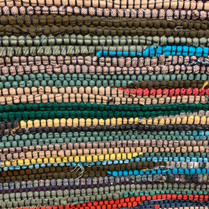 Brown, green, red, & teal wool, 32 x 48