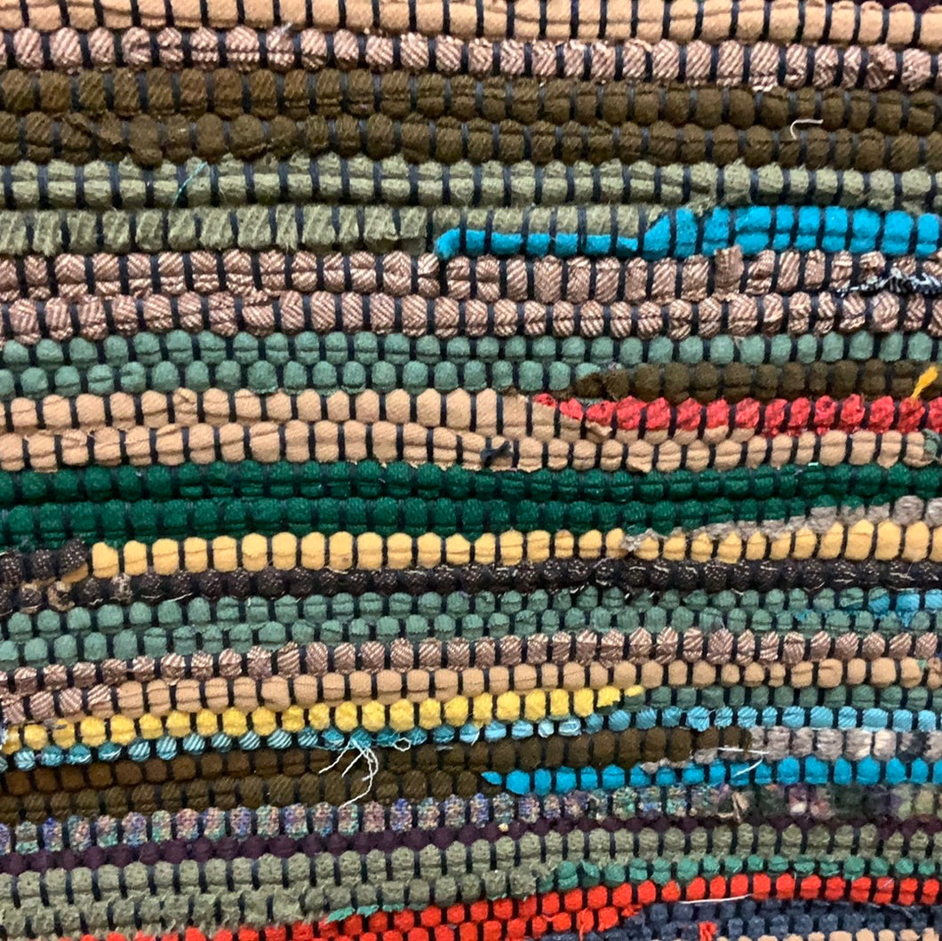 Brown, green, red, & teal wool, 32 x 48
