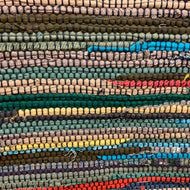 Brown, green, red, & teal wool, 32 x 48