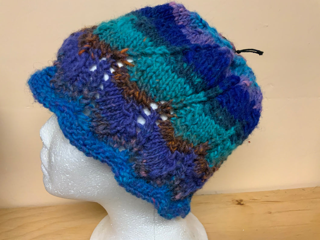 Teal, blue and purple hat