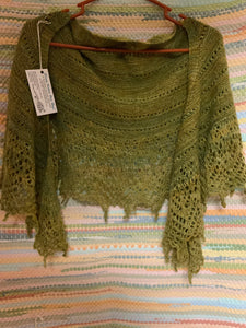 Silk and wool hand-knit shawl