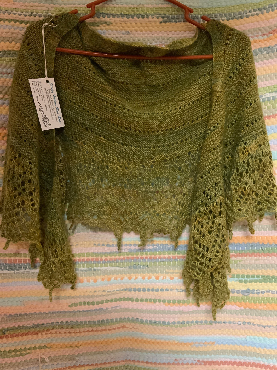 Silk and wool hand-knit shawl