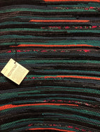 Black and green with peach stripe rag rug, 24.5” x 36”
